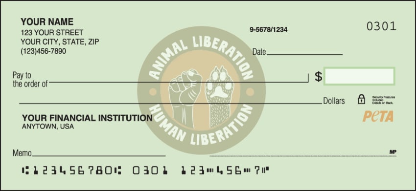 PETA Animal Liberation Checks - click to view larger image