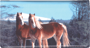 Enlarged view of horses leather checkbook cover
