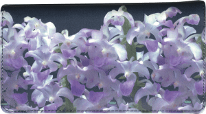 Enlarged view of orchids fabric checkbook cover