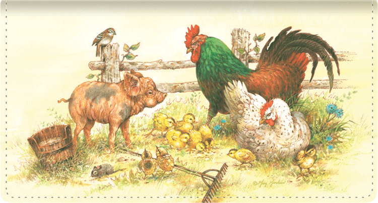 Barnyard Babies Leather Checkbook Cover - click to view larger image