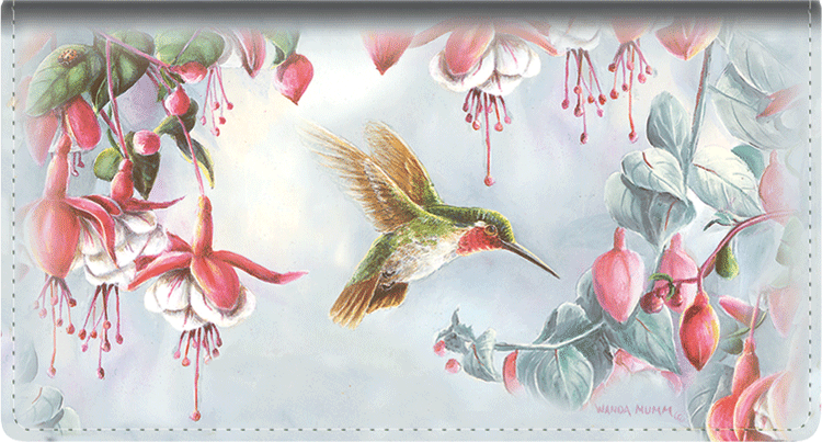 Hummingbirds Fabric Checkbook Cover