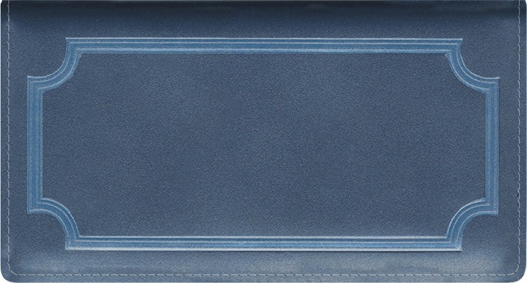 Enlarged view of oxford blue checkbook cover