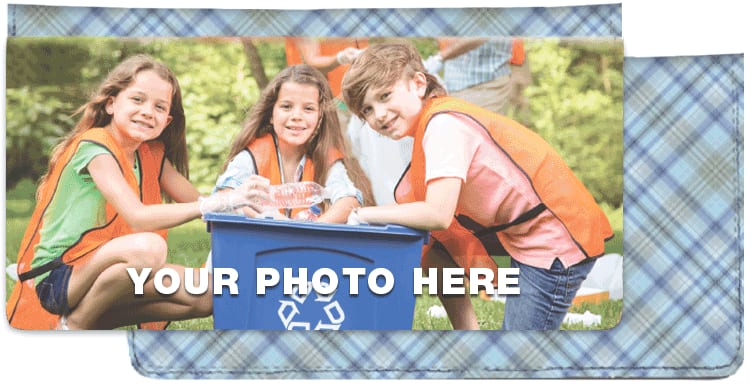 Photo Checkbook Cover - Blue Plaid - click to view larger image