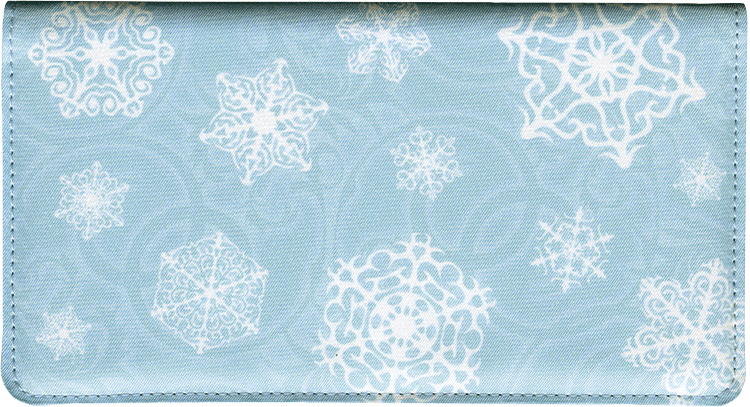 Enlarged view of snowflake checkbook cover