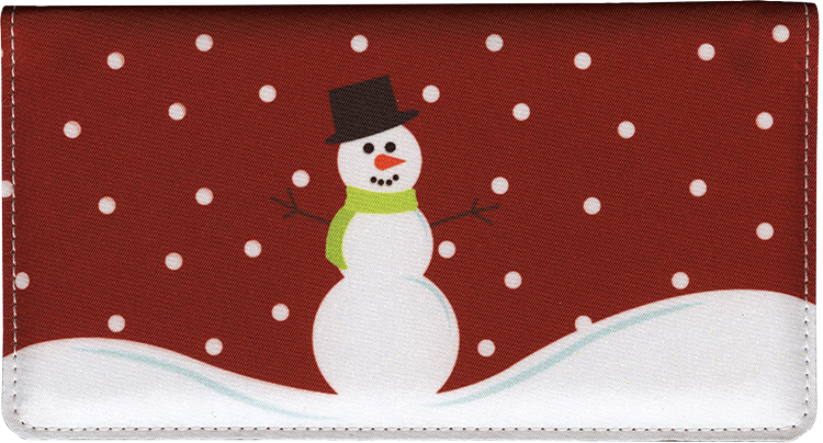 Enlarged view of snowman checkbook cover