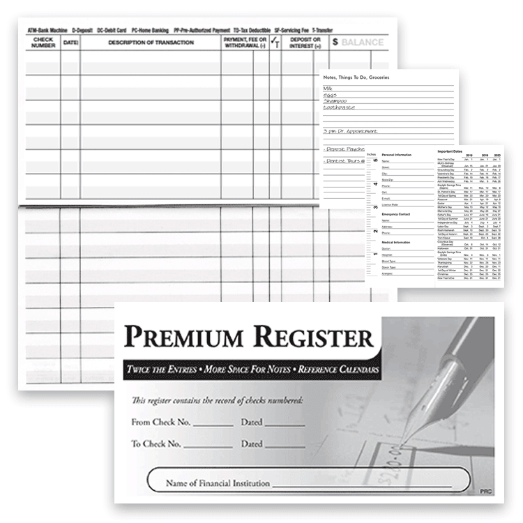 3-pack Premium Check Registers - click to view larger image