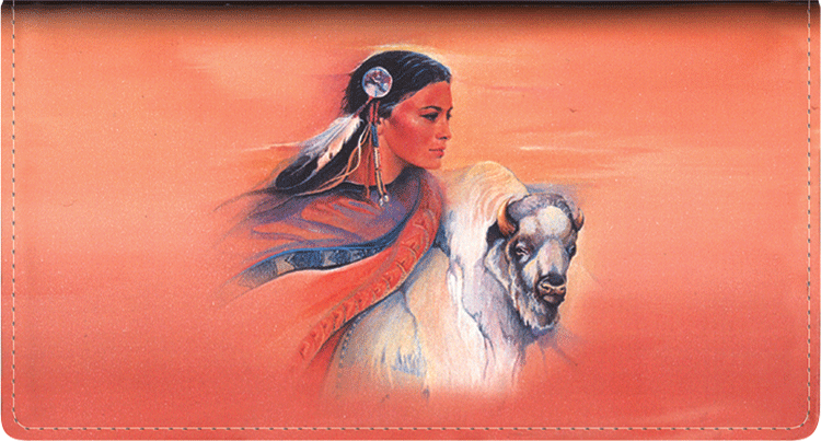 American Indians Leather Checkbook Cover