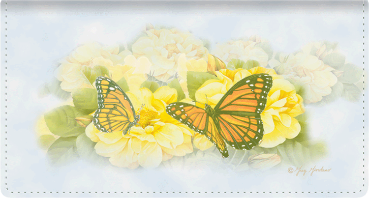 Butterfly Blooms Leather Wallet Style Checkbook Cover