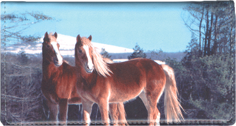 Horses Leather Checkbook Cover