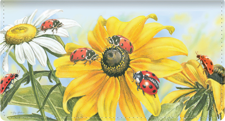 Ladybugs Leather Checkbook Cover