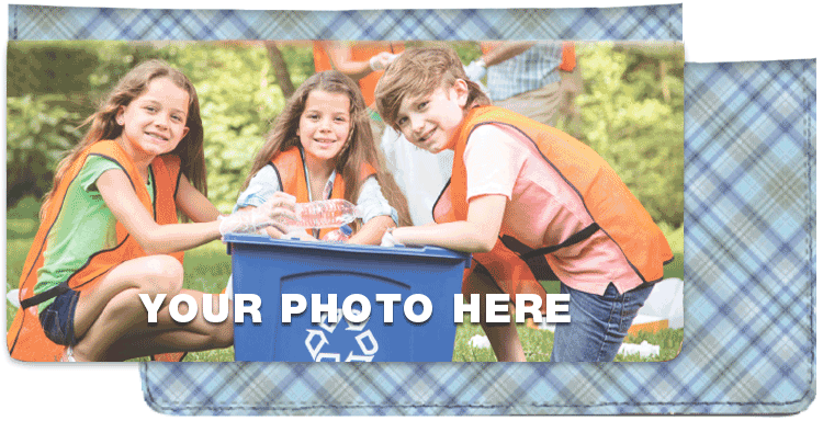 Photo Checkbook Cover - Blue Plaid