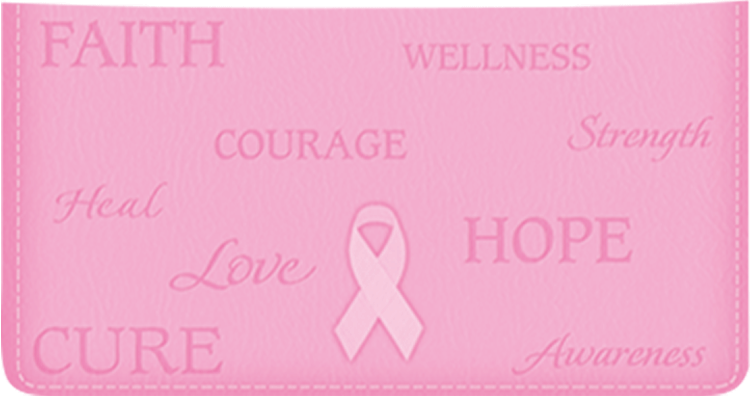 Ribbon of Hope Leather Checkbook Cover