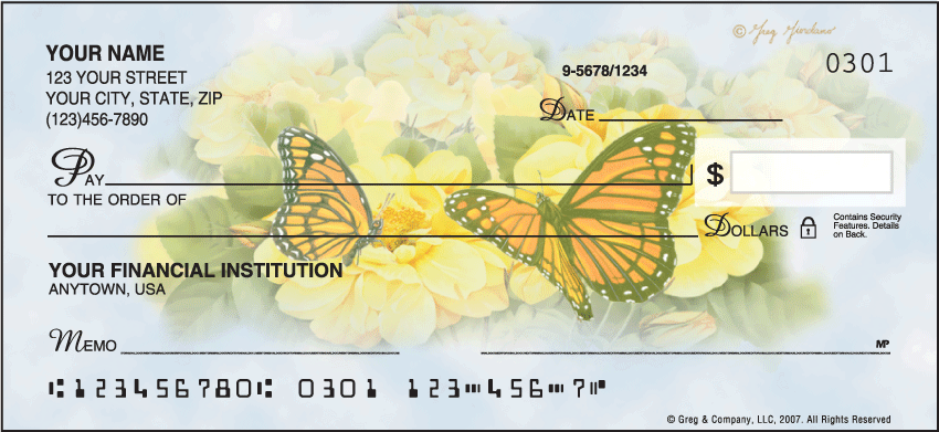 Butterfly Blooms Checks - 1 box - Duplicates