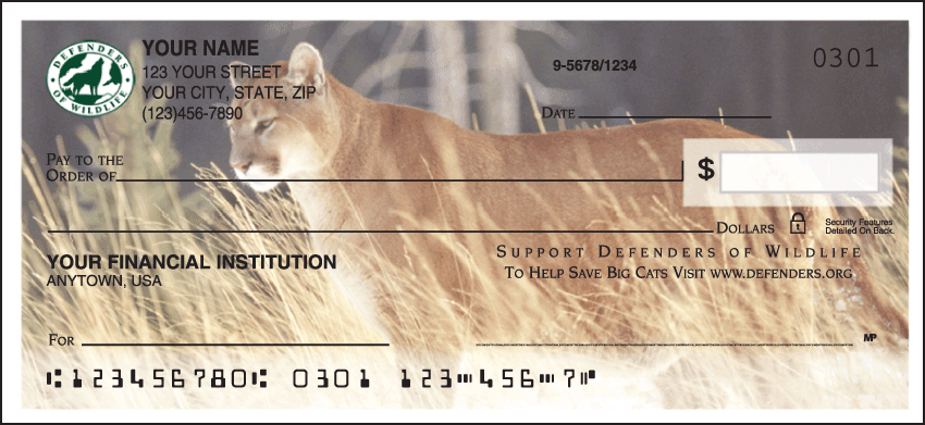 Defenders of Wildlife Big Cats Checks - 1 box - Duplicates