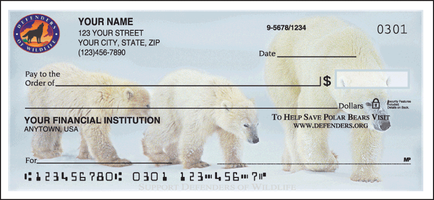 Defenders of Wildlife Polar Bears Duplicate Checks 1 Box